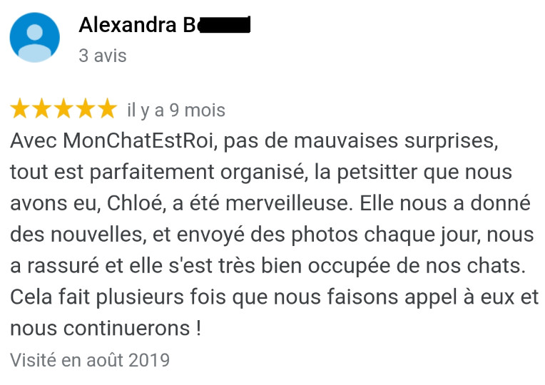 Avis MonChatEstRoi - Alexandra B