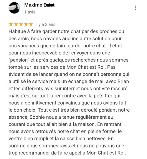 Avis MonChatEstRoi - Maxime E
