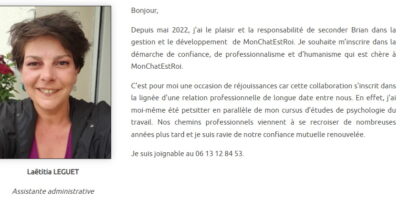 Bienvenue Laetitia