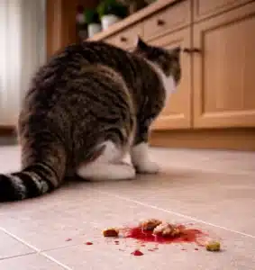 Un chat qui a vomi du sang